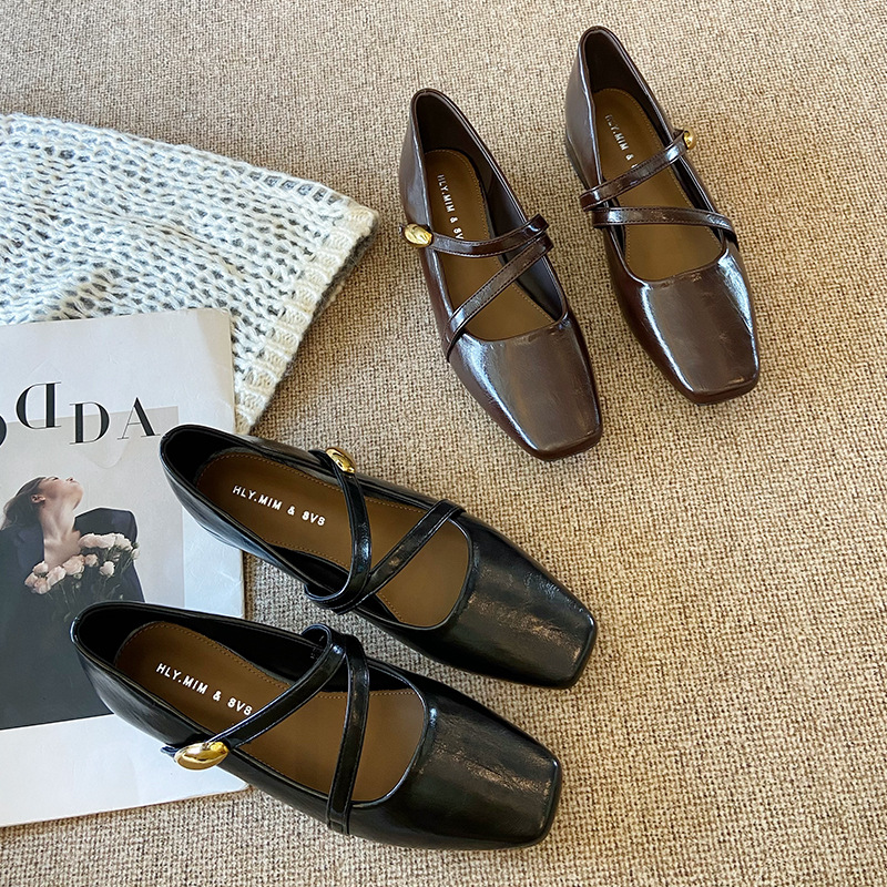 Pump Heel Block - Damenschuhe, modische Mary-Jane-Schuhe mit eckiger Zehenpartie,