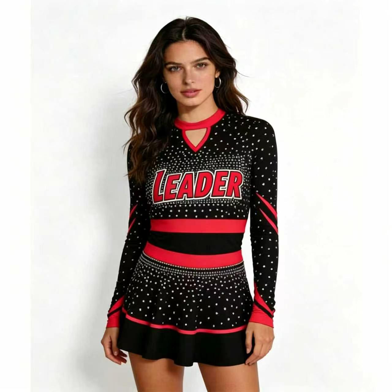 Glitzerndes Strass-Cheerleadin – Women'S Red Formal Wear Bewertung und Preis