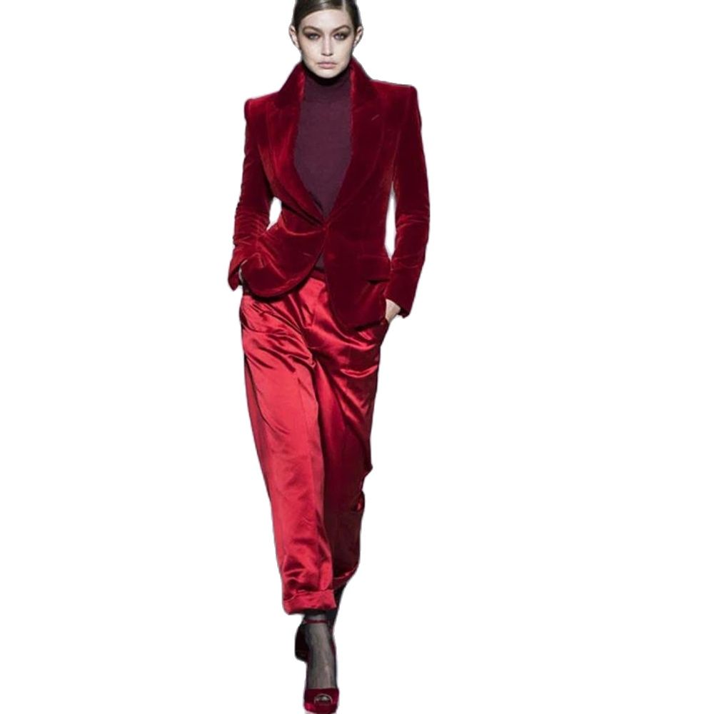 Frauen Hose Anzüge Wein Rot Sa – Women'S Red Formal Wear Bewertung und Preis